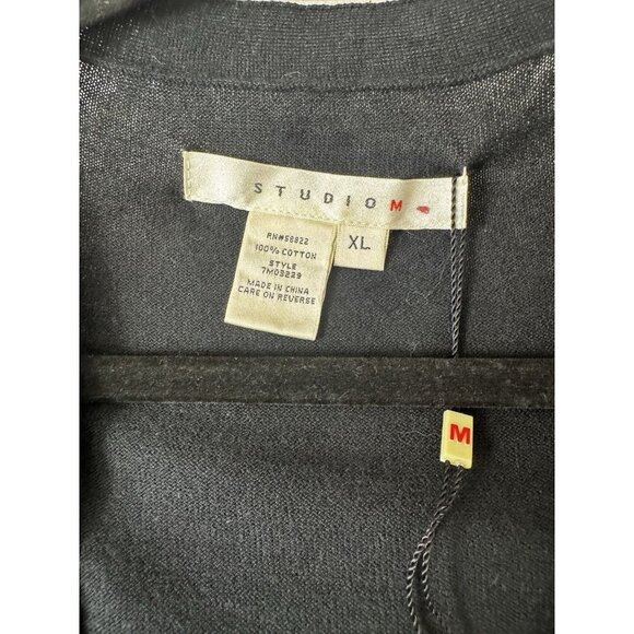 Studio M Black Lightweight Open Front Cardigan XL NWT Minimalist Layering - Picture 3 of 7